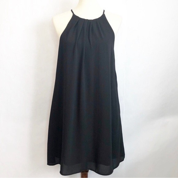 TCEC black pleated trapeze swing dress with pockets size medium - Picture 3 of 10